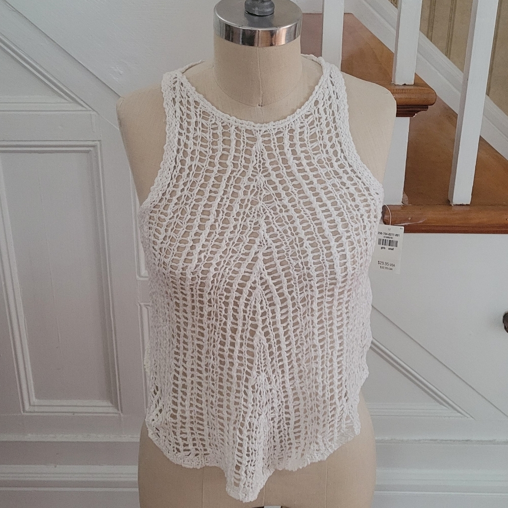 ABERCROMBIE Crochet Knitted White Tank Top Kids Size Small Adult XS